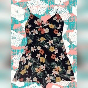 NWOT Black Floral Romper Medium